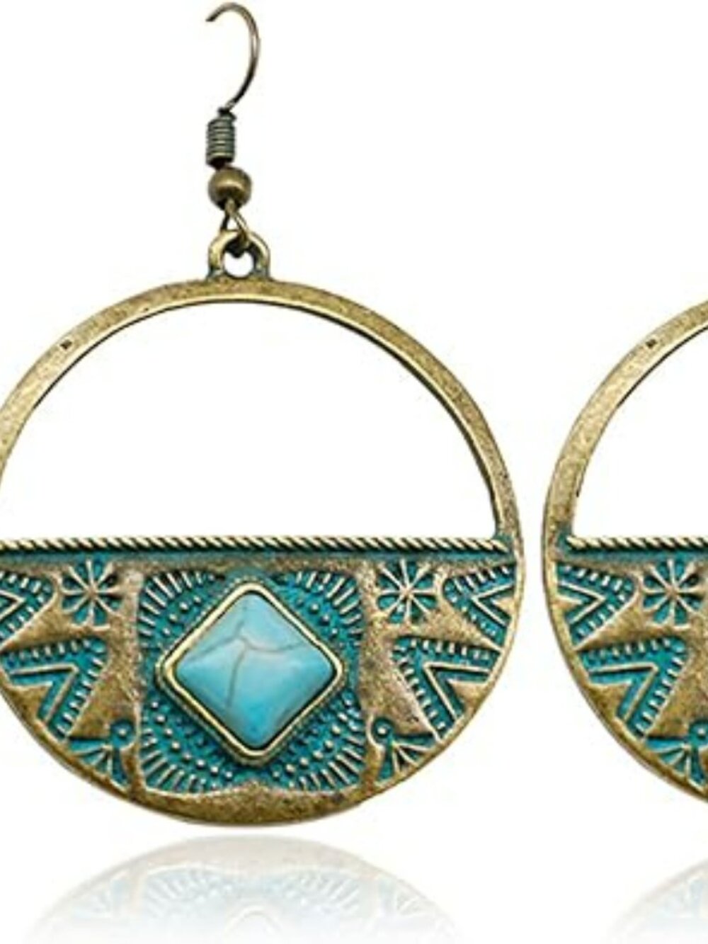 Boho Turquoise Earrings Western Trendy Rustic Couture Dangle Drop